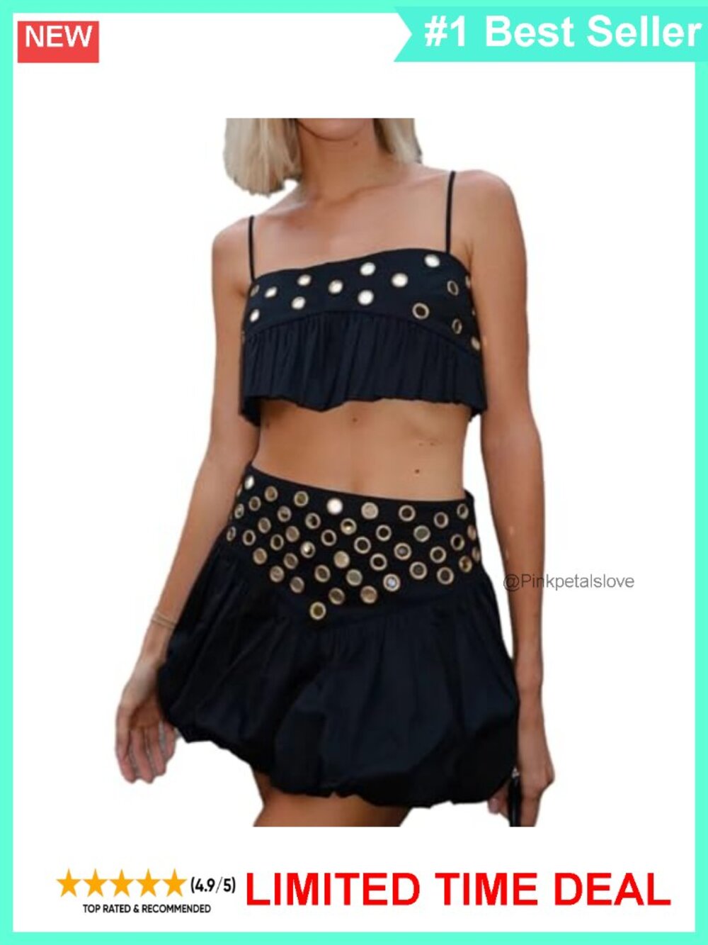 Sleeveless Crop Top & Pleated Mini Skirt Set Summer Party Club